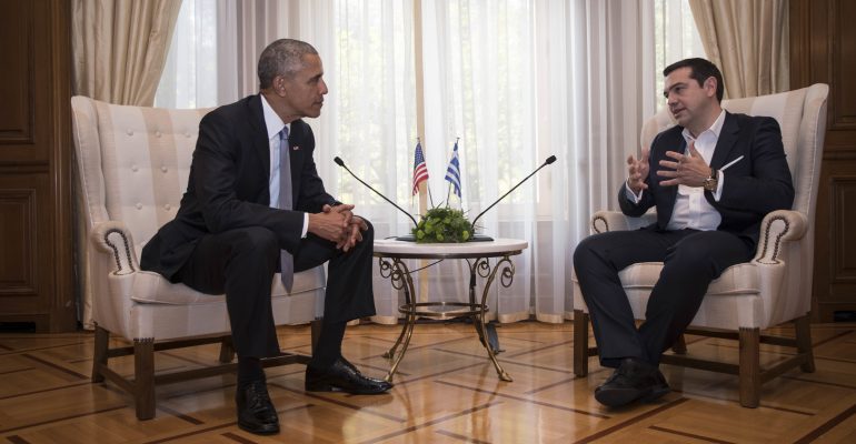 Προσφώνηση του Πρωθυπουργού και αντιφώνηση του Προέδρου των Ηνωμένων Πολίτειων Αμερίκης, κ. Μπ. Ομπάμα, κατά την υποδοχή στο Μέγαρο Μαξίμου
